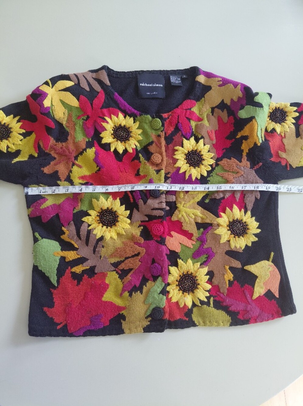 VINTAGE Michael Simon Sunflower Cardigan - Picture 5 of 10